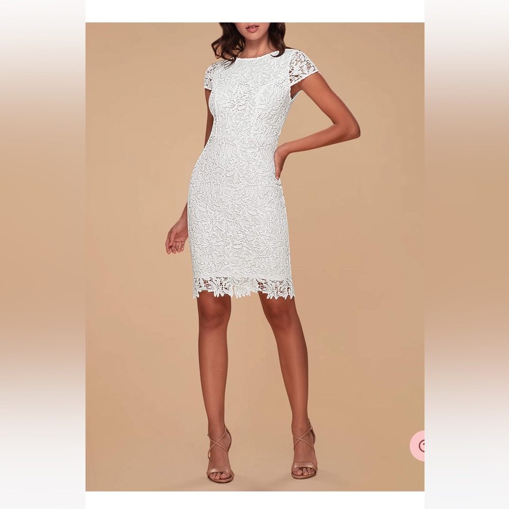 NWT Azazie Blush Mark Heavenly Kiss White Lace Bodycon Dress Shower or Rehearsal